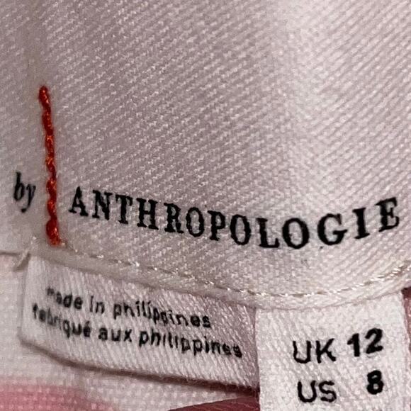 Anthropologie Pink Floral Straight Leg Pants – Size 8 – Cotton Stretch - Picture 5 of 8